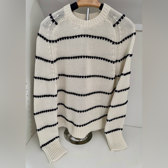 Madewell White and Navy Striped Long Sleeve Cotton Crewneck Sweater Size:M - Picture 8 of 12